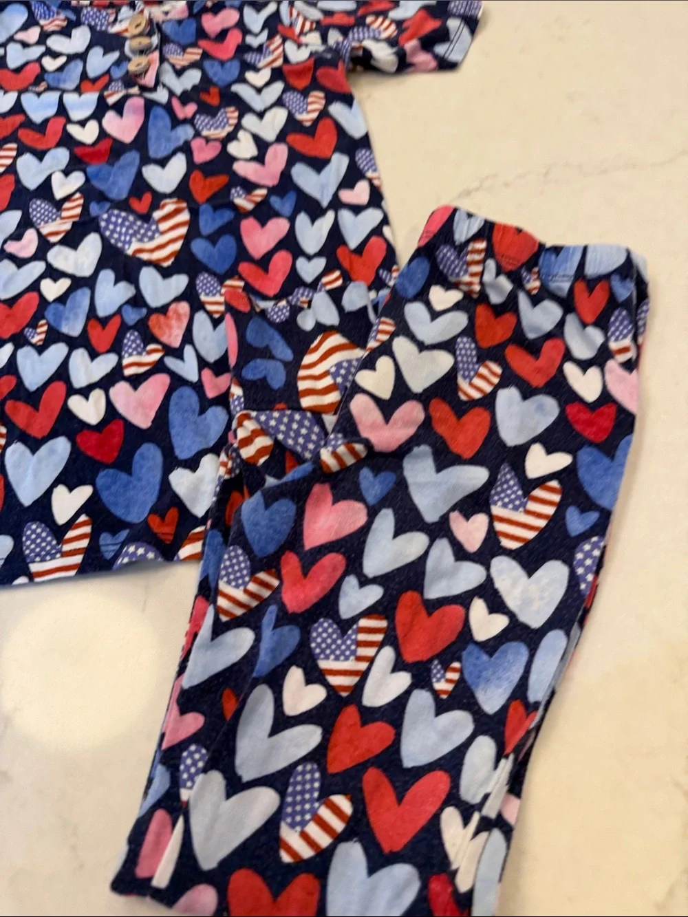 Posh Peanut Liberty patriotic hearts print 2-piece pajama set size 6T